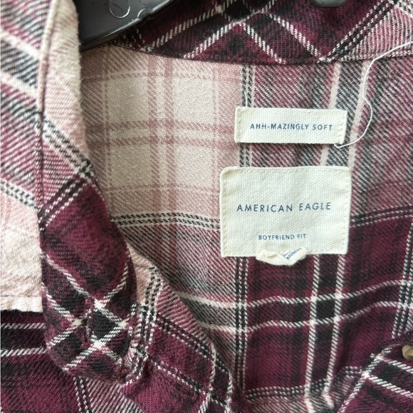 Women’s American Eagle button up soft plaid shirt L boyfriend fit western y2k - Picture 2 of 9